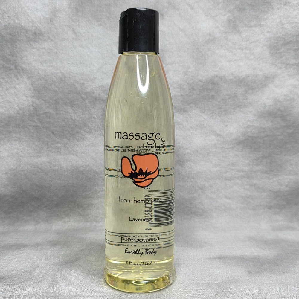 Earthly Body Hemp Seed Massage‎ & Body Oil, 8oz, Lavender